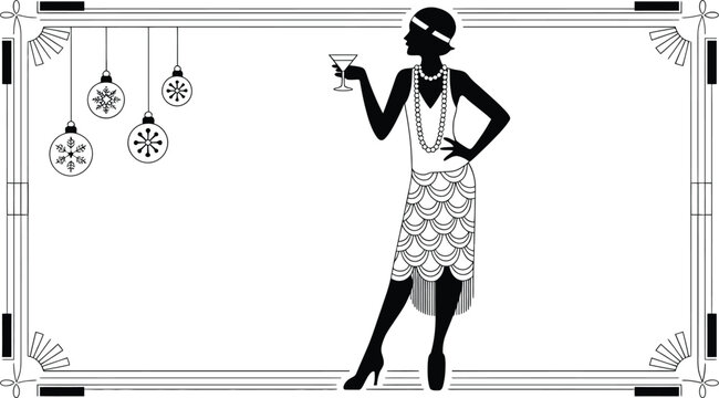 Flapper girl christmas party art deco vintage holiday design