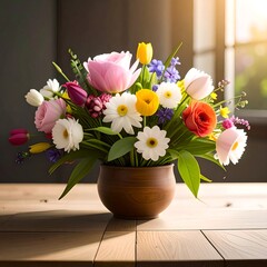 Vibrant flower bouquet in a vase