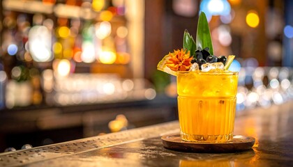 Vibrant cocktail on bar