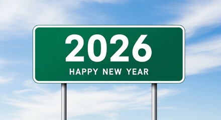 2026 Happy New Year Sign - Stock Photo