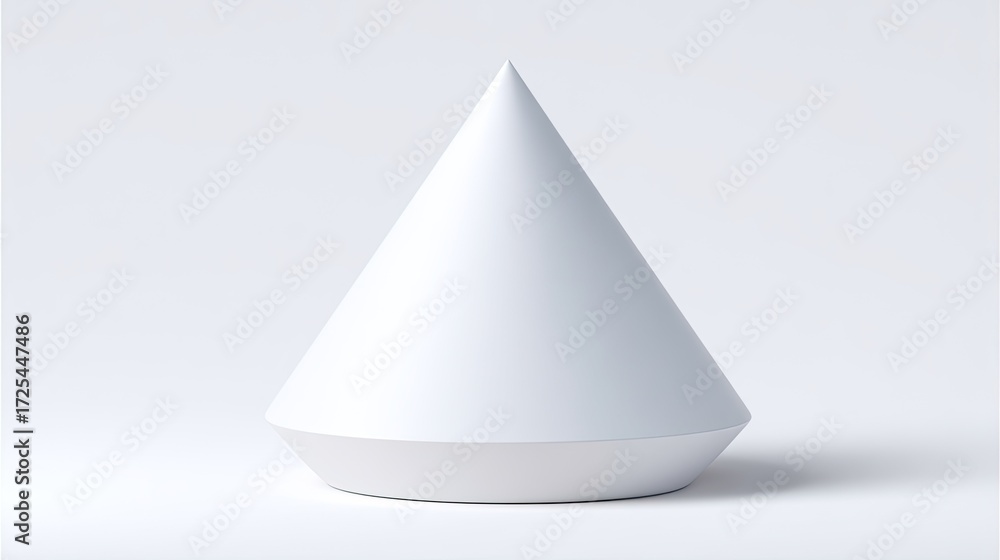 Poster minimalist white cone shape with smooth surface ideal for modern design and accent decor in contempo