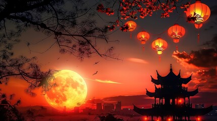 Mid-Autumn Festival Background Images, presenting classic Mid-Autumn elements such as full moon, jade rabbit, Chang'e, mooncakes, lanterns, and osmanthus flowers. Covering styles like traditional ink 