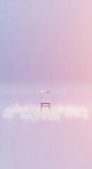 Serene White Chair on Cloud, Pastel Dreamy Background, Peaceful Solitude Concept