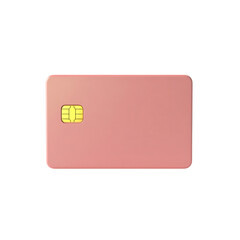 Pink credit card with gold chip isolated on transparent background