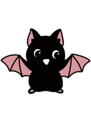 Kawaii Flying Bat Cartoon Character - Adorable Halloween Animal