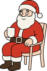 Santa Claus Relaxing with Drink