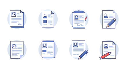 Collection of resume icons and writing tools for job applications