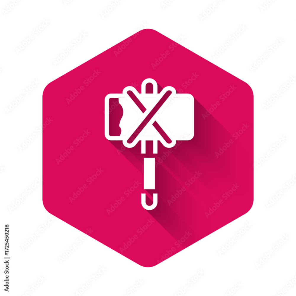 Aufkleber white medieval axe icon isolated with long shadow background. battle axe, executioner axe. medieval 