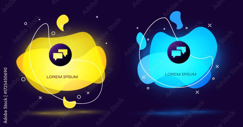 Poster black speech bubble chat icon isolated on black background. message icon. communication or comment c