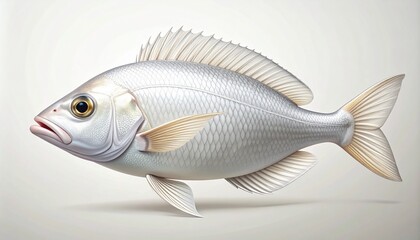 Obraz premium Sleek Silver Fish Illustration with Intricate Details