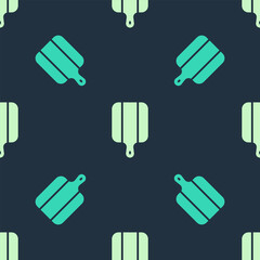 Green and beige Cutting board icon isolated seamless pattern on blue background. Chopping Board symbol. Vector