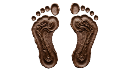 Muddy footprints isolated on transparent background