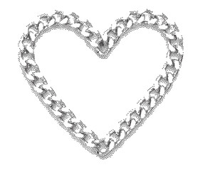 chain heart shape. Heart shaped chain frame with retro photocopy effect. grainy stippling texture. vector illustration