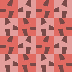 Geometric seamless pattern with alternating red and pink squares.