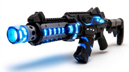 Futuristic Laser Gun with Blue Light Effects for Sci-Fi and Fantasy Themes