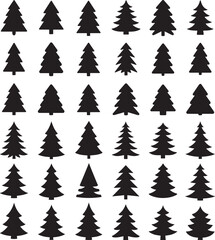 Fototapeta premium set christmas tree silhouette