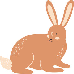 Brown rabbit white tail pink ears white dots on fur