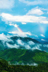 Obraz premium Rainbow landscape after rain at Queya Mountain, Heyuan City, Guangdong Province, China