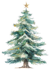 Fototapeta premium PNG Festive watercolor Christmas tree illustration
