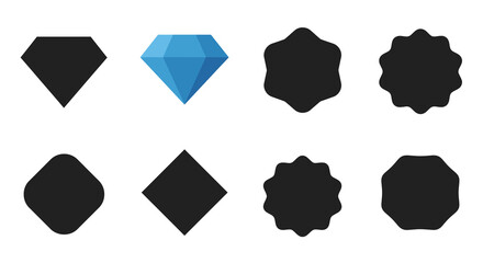 Collection of gemstone shapes in varying styles and contrasting colors