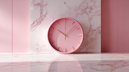 Modern Christmas Eve countdown visual with pink clock, seamless pink wall, minimal luxury style