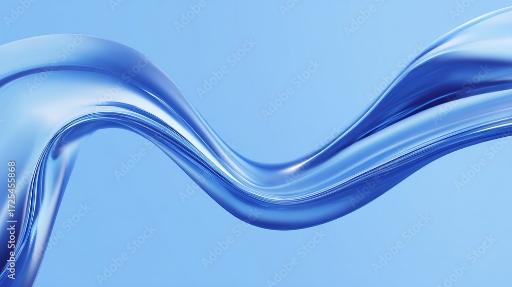 Poster abstract fluid design with sleek, flowing lines against a calming blue backdrop. modern artistic rep