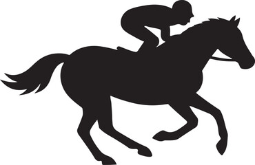 Silhouette vector of jockey in horse race, fast-paced equestrian racing action design.