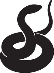 Silhouette vector of snake coiled in spiral position, bold reptile wildlife design.