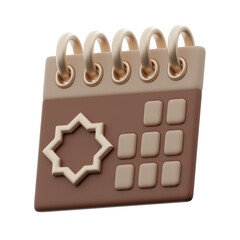 Islamic calendar 3d illustration
