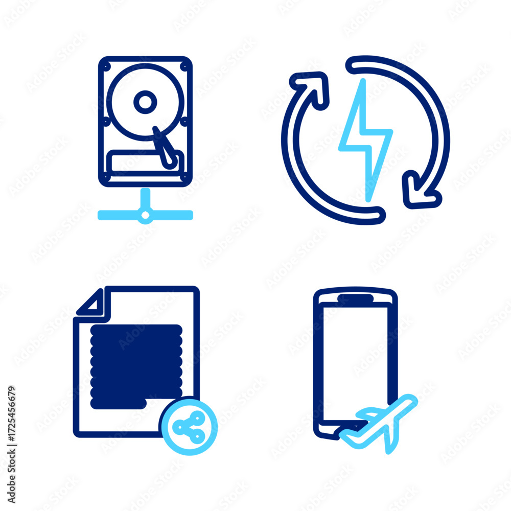Poster set line flight mode in the mobile, share file, recharging and hard disk drive on sharing network ic