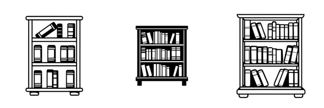 A simple yet elegant modern icon, the Bookshelf Icon features a small bookshelf filled with books, making it perfect for library, education, or reading-related projects
