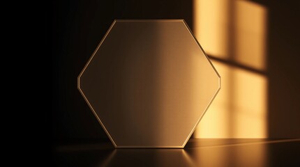 Sleek hexagon frosted glass screen mockup in minimalist futuristic setting&rdquo;
