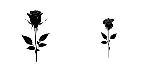 The Classic Rose Silhouette is a stunning representation of a single rose in elegant black, embodying timeless style and sophistication, perfect for expressing emotions such as love and beauty