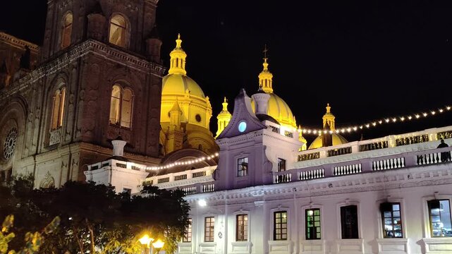 Immaculate conception cathedral from bus tour pov, cuenca