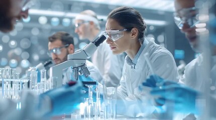 Diverse team of scientists engaged in innovative HIV research in a modern laboratory setting - Powered by Adobe