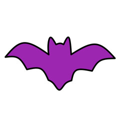 Flying Purple Bat Silhouette Icon with Spread Wings for Halloween Night