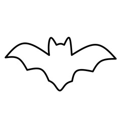 Flying Bat Silhouette Icon with Spread Wings for Halloween Night