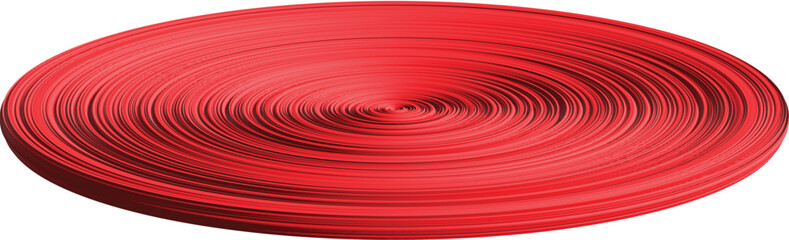 Swirling concentric circles feature vibrant red, soft yellow, and pastel pink hues