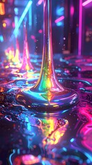 Iridescent Holographic Droplets Abstract Wallpaper