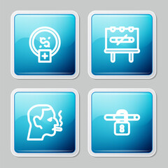 Set line Stop smoking, money saving, No, Man cigarette and icon. Vector