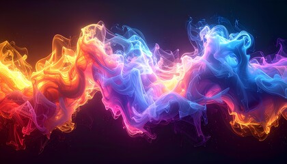 Abstract Holographic Smoke Flow Wallpaper