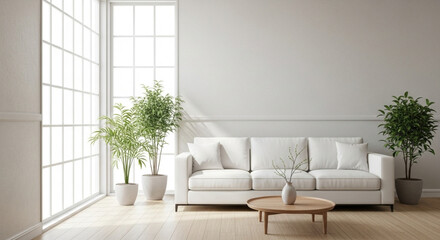 Serene minimalist family room décor natural lighting