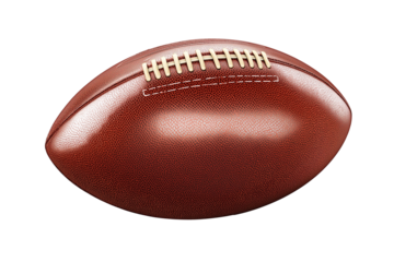 3D realistic American football ball with textured leather and stitches, isolated on white background	
