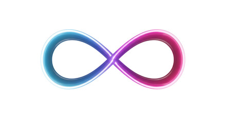 Infinity symbol with blue and pink colors isolated on white background, representing endless possibilities, eternity, and continuous flow of energy