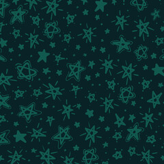 Hand drawn stars doodle seamless pattern. Hand drawn ink illustration. Simple background with stars for decoration.
