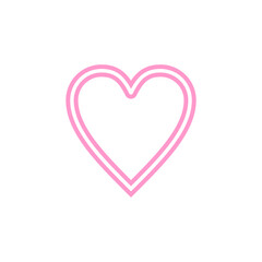 A pink heart shape outlined twice on a white background, symbolizing love and affection.