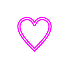 A simple, double-lined heart shape in vibrant magenta against a clean white background.