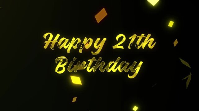 Happy Birthday Text Animation with Gold Particles on Black Background. Animated Golden Text Effect for Birthday Celebrations. 4K Animation with Transparent Background