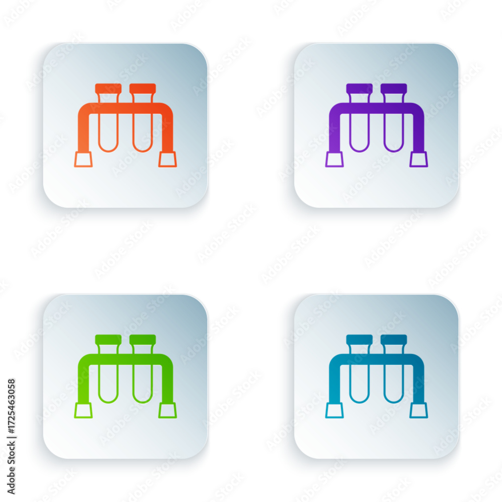 Poster color test tube and flask chemical laboratory test icon isolated on white background. laboratory gla