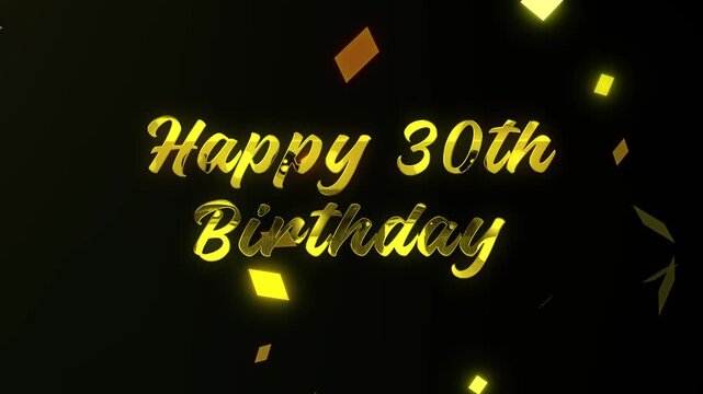 Happy Birthday Text Animation with Gold Particles on Black Background. Animated Golden Text Effect for Birthday Celebrations. 4K Animation with Transparent Background